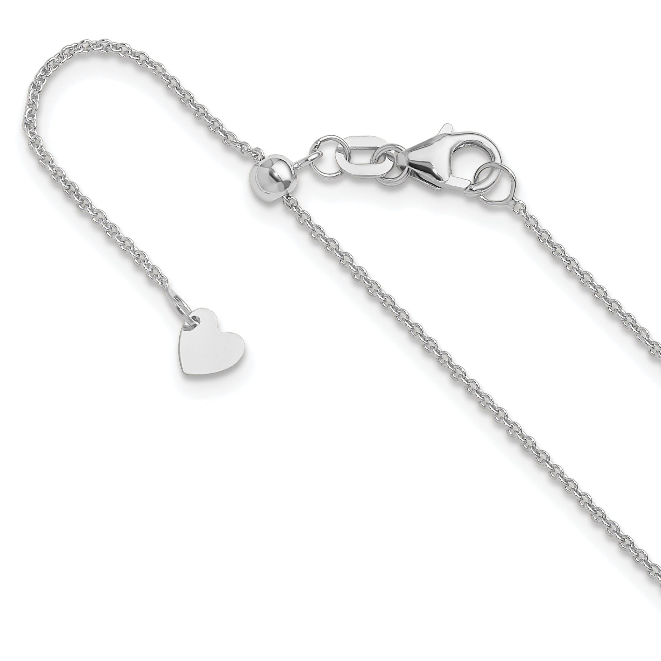 30 Inch 14K White Gold Adjustable 1.1mm Round Cable Chain Necklace