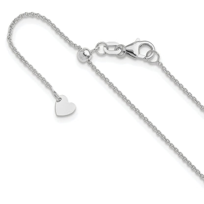 30 Inch 14K White Gold Adjustable 1.1mm Round Cable Chain Necklace