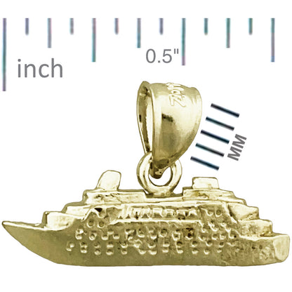 14K Gold 3D Sea Cruise Ship Charm