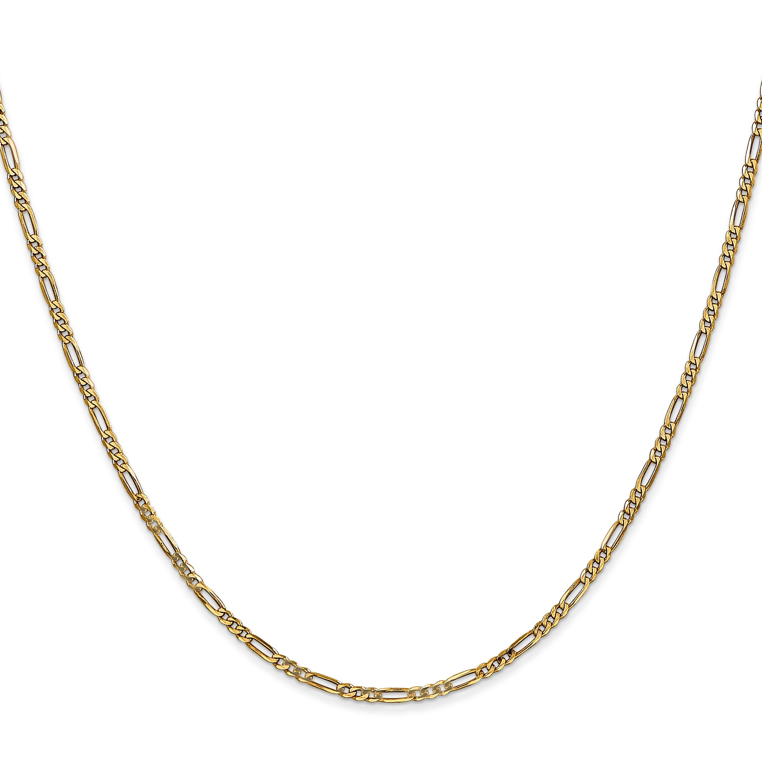 24 Inch 14K 1.8mm Flat Figaro Chain Necklace