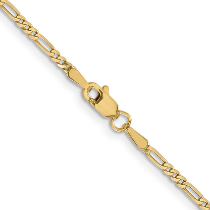 20 Inch 14K 1.8mm Flat Figaro Chain Necklace