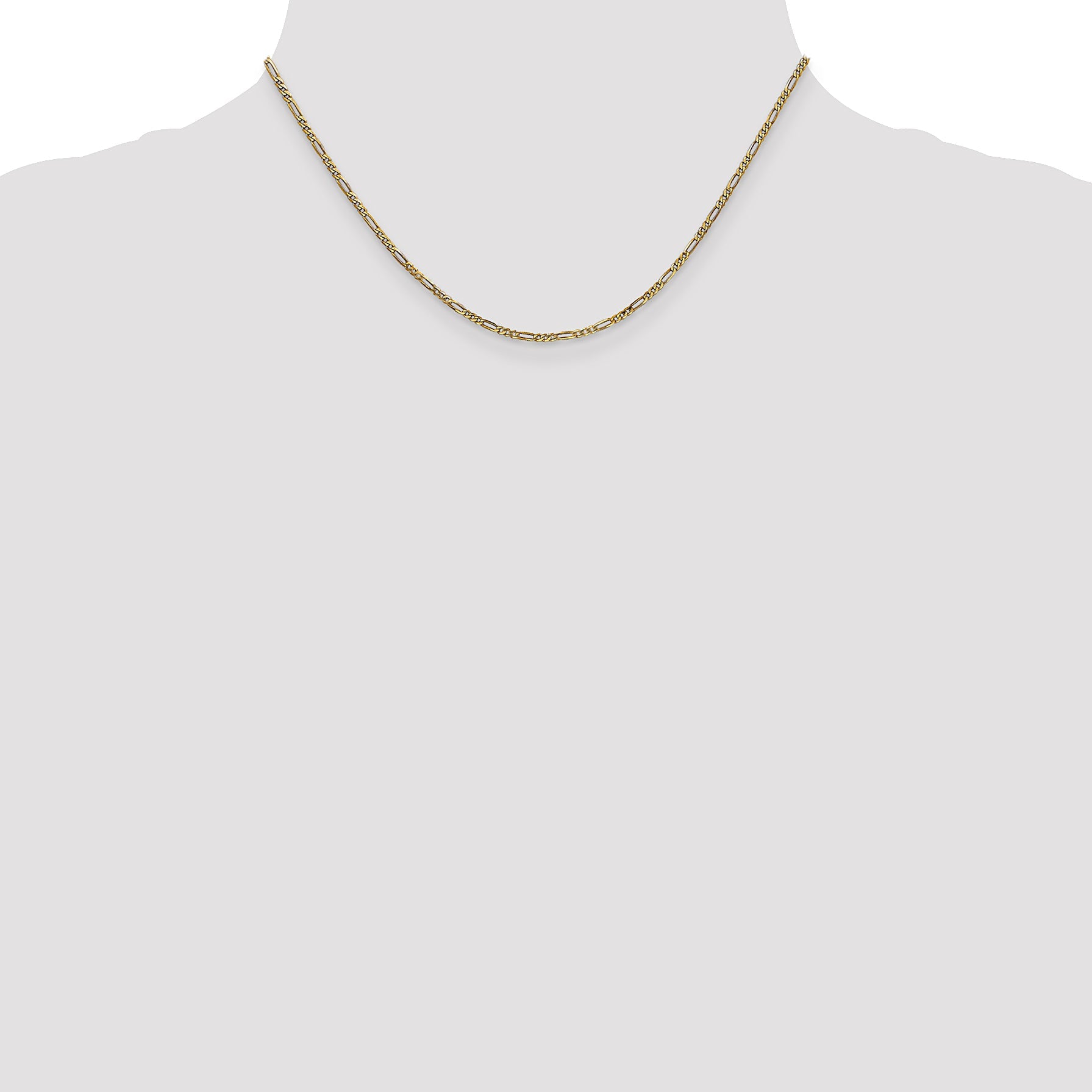 16 Inch 14K 1.8mm Flat Figaro Chain Necklace