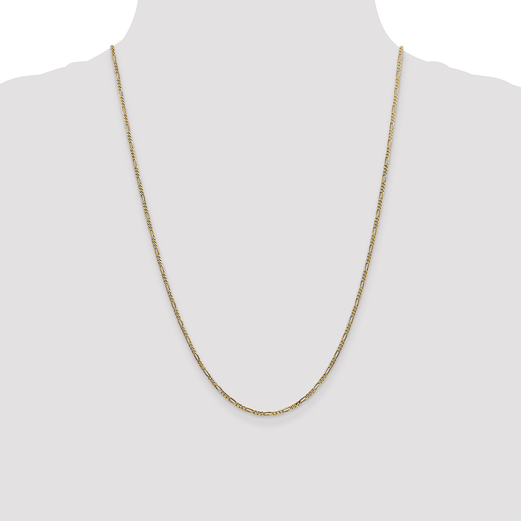 24 Inch 14K 1.8mm Flat Figaro Chain Necklace