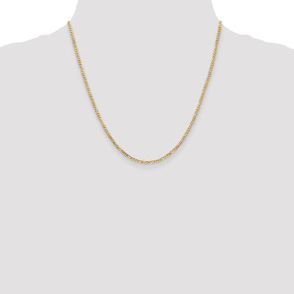 20 Inch 14K 2.25mm Flat Figaro Chain Necklace