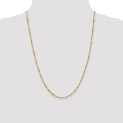 24 Inch 14K 2.25mm Flat Figaro Chain Necklace