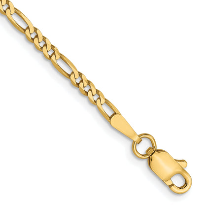 8 Inch 14K 2.25mm Flat Figaro Chain Bracelet