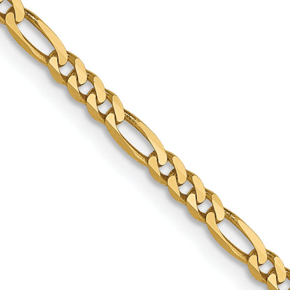 20 Inch 14K 2.25mm Flat Figaro Chain Necklace