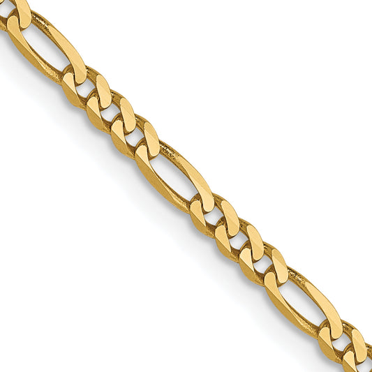 20 Inch 14K 2.25mm Flat Figaro Chain Necklace