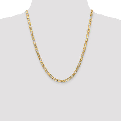 22 Inch 14K 5mm Flat Figaro Chain Necklace