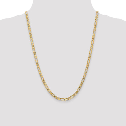 24 Inch 14K 5mm Flat Figaro Chain Necklace