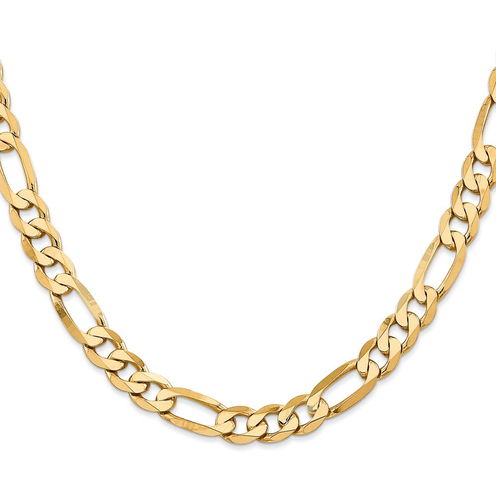 22 Inch 14K 7.5mm Flat Figaro Chain Necklace