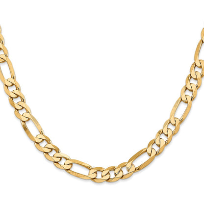20 Inch 14K 7.5mm Flat Figaro Chain Necklace
