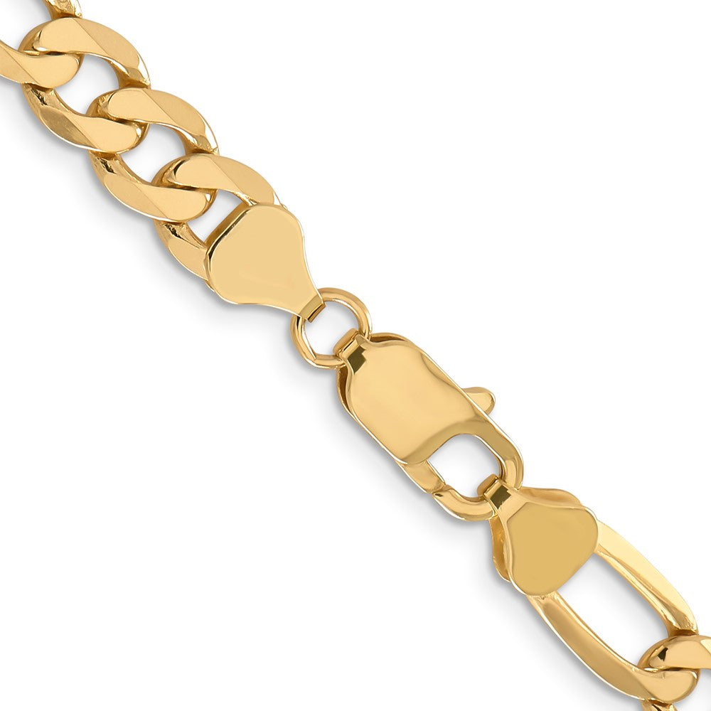 22 Inch 14K 7.5mm Flat Figaro Chain Necklace