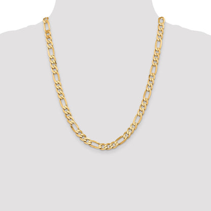 20 Inch 14K 7.5mm Flat Figaro Chain Necklace