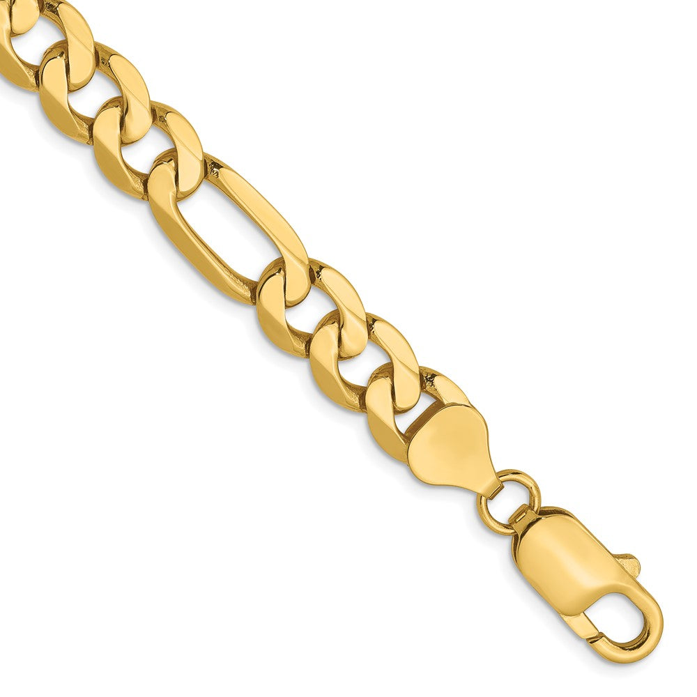 9 Inch 14K 7.5mm Flat Figaro Chain Bracelet