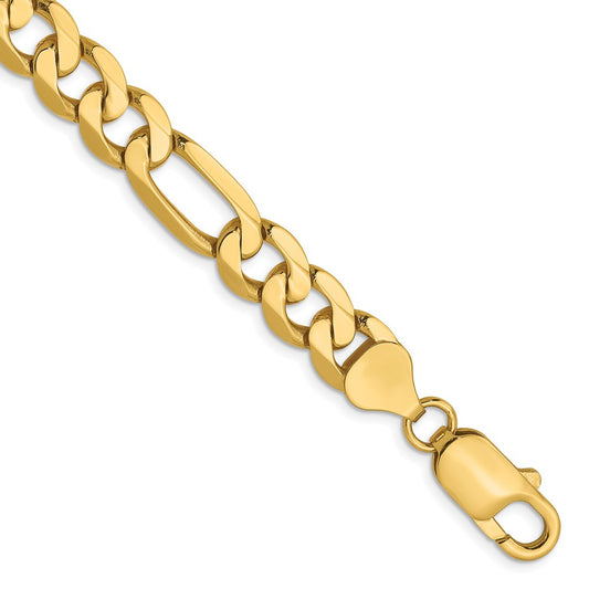 8 Inch 14K 7.5mm Flat Figaro Chain Bracelet