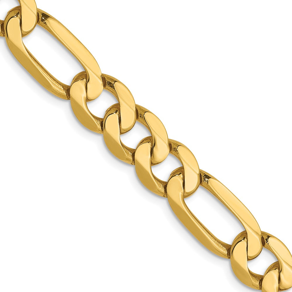 24 Inch 14K 7.5mm Flat Figaro Chain Necklace