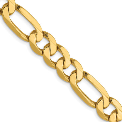 20 Inch 14K 7.5mm Flat Figaro Chain Necklace