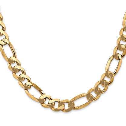 22 Inch 14K 8.75mm Flat Figaro Chain Necklace