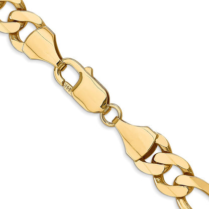 22 Inch 14K 8.75mm Flat Figaro Chain Necklace