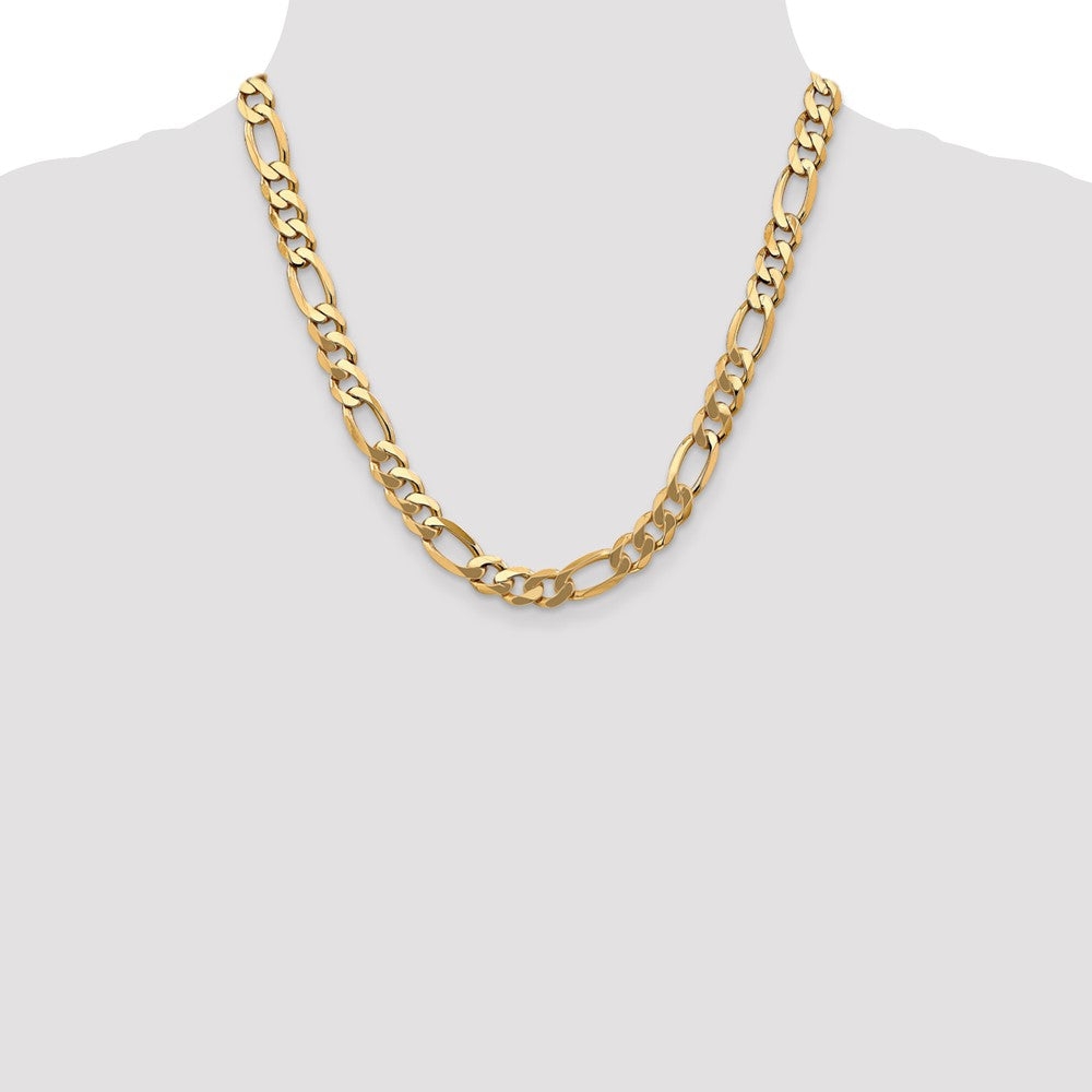 20 Inch 14K 8.75mm Flat Figaro Chain Necklace