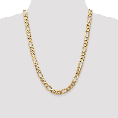 24 Inch 14K 8.75mm Flat Figaro Chain Necklace