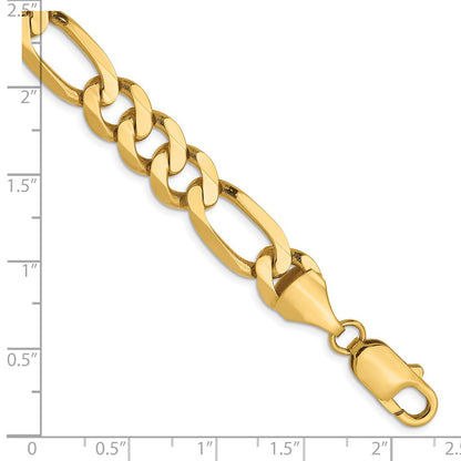9 Inch 14K 8.75mm Flat Figaro Chain Bracelet