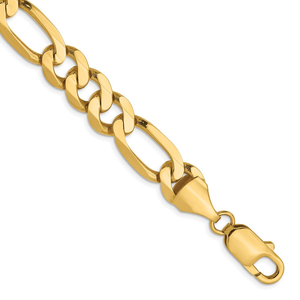 8 Inch 14K 8.75mm Flat Figaro Chain Bracelet