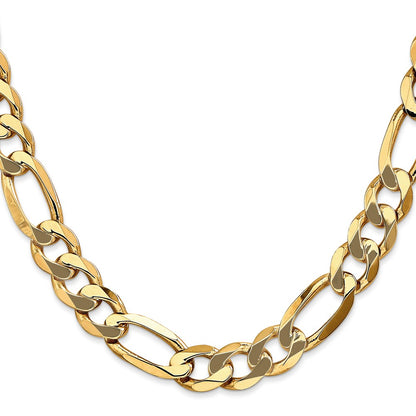 22 Inch 14K 10mm Flat Figaro Chain Necklace