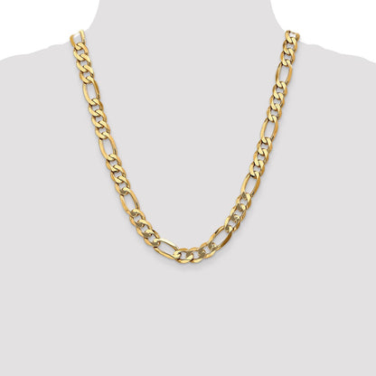 22 Inch 14K 10mm Flat Figaro Chain Necklace
