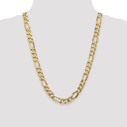 24 Inch 14K 10mm Flat Figaro Chain Necklace