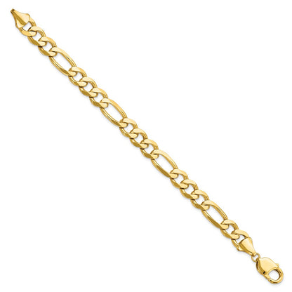 8 Inch 14K 10mm Flat Figaro Chain Bracelet