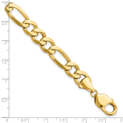 8 Inch 14K 10mm Flat Figaro Chain Bracelet