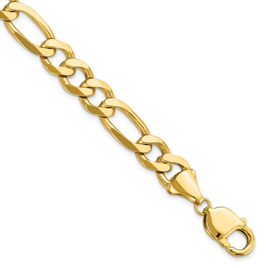 9 Inch 14K 10mm Flat Figaro Chain Bracelet