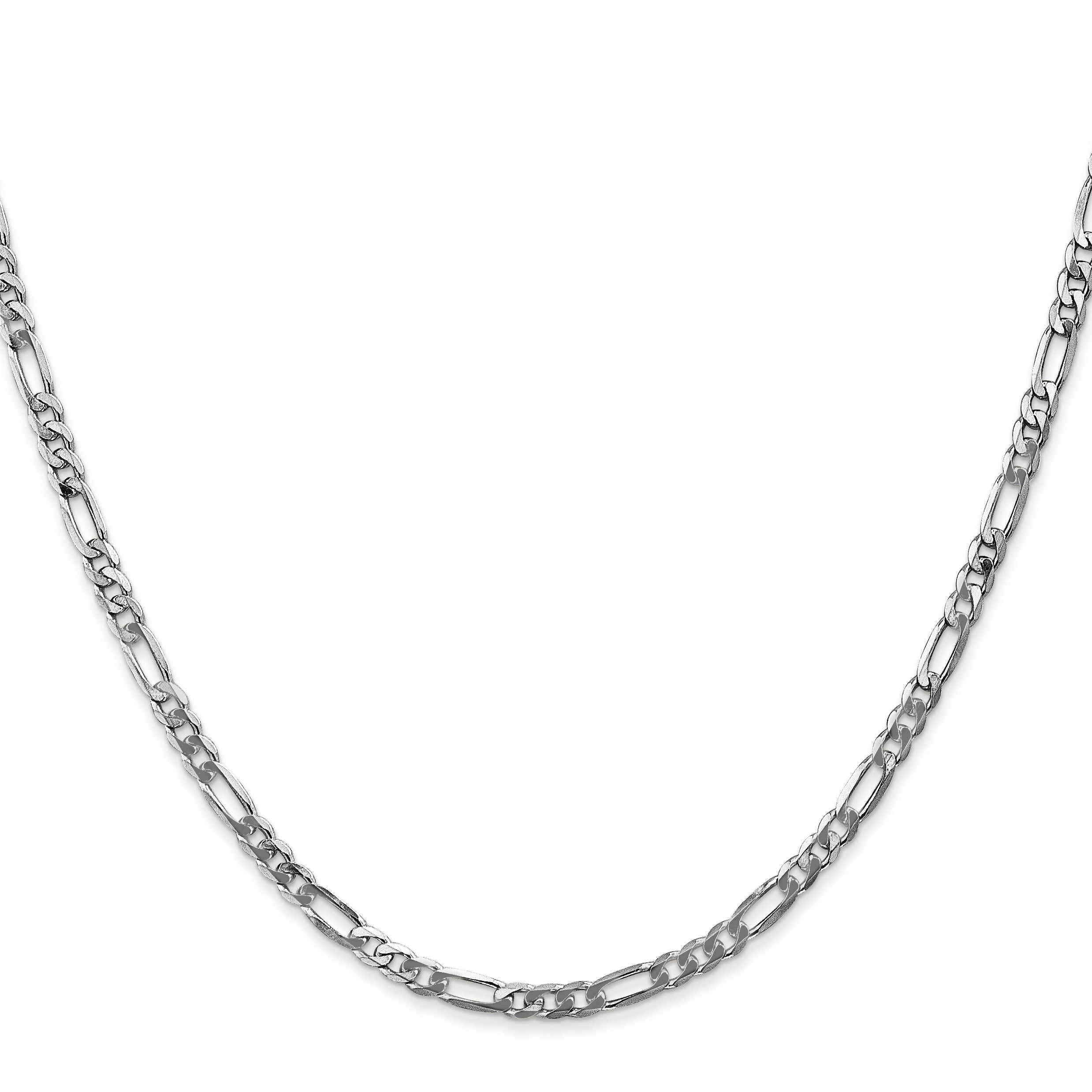18 Inch 14K White Gold 3mm Flat Figaro Chain Necklace