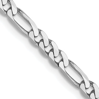 16 Inch 14K White Gold 3mm Flat Figaro Chain Necklace