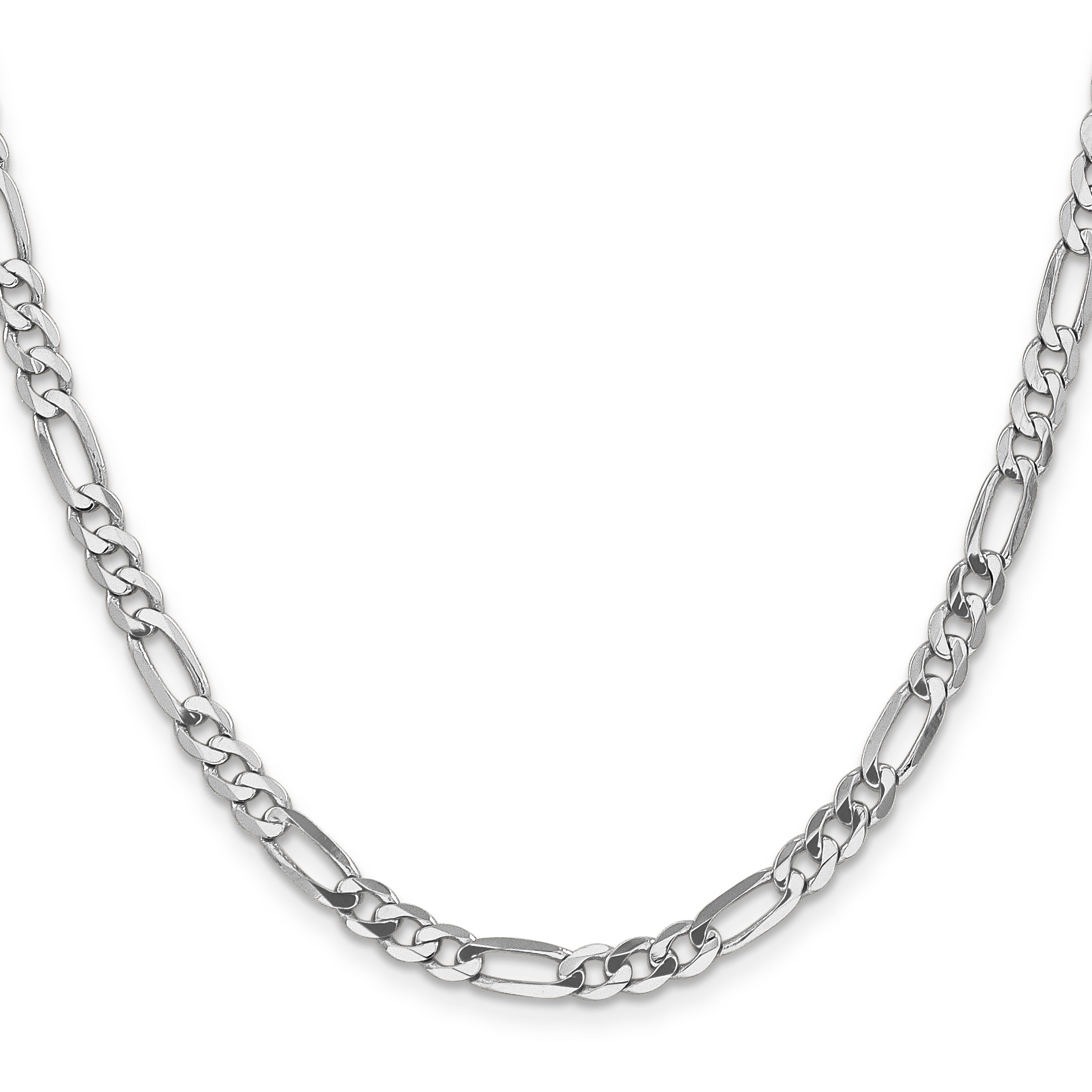 18 Inch 14K White Gold 5mm Flat Figaro Chain Necklace