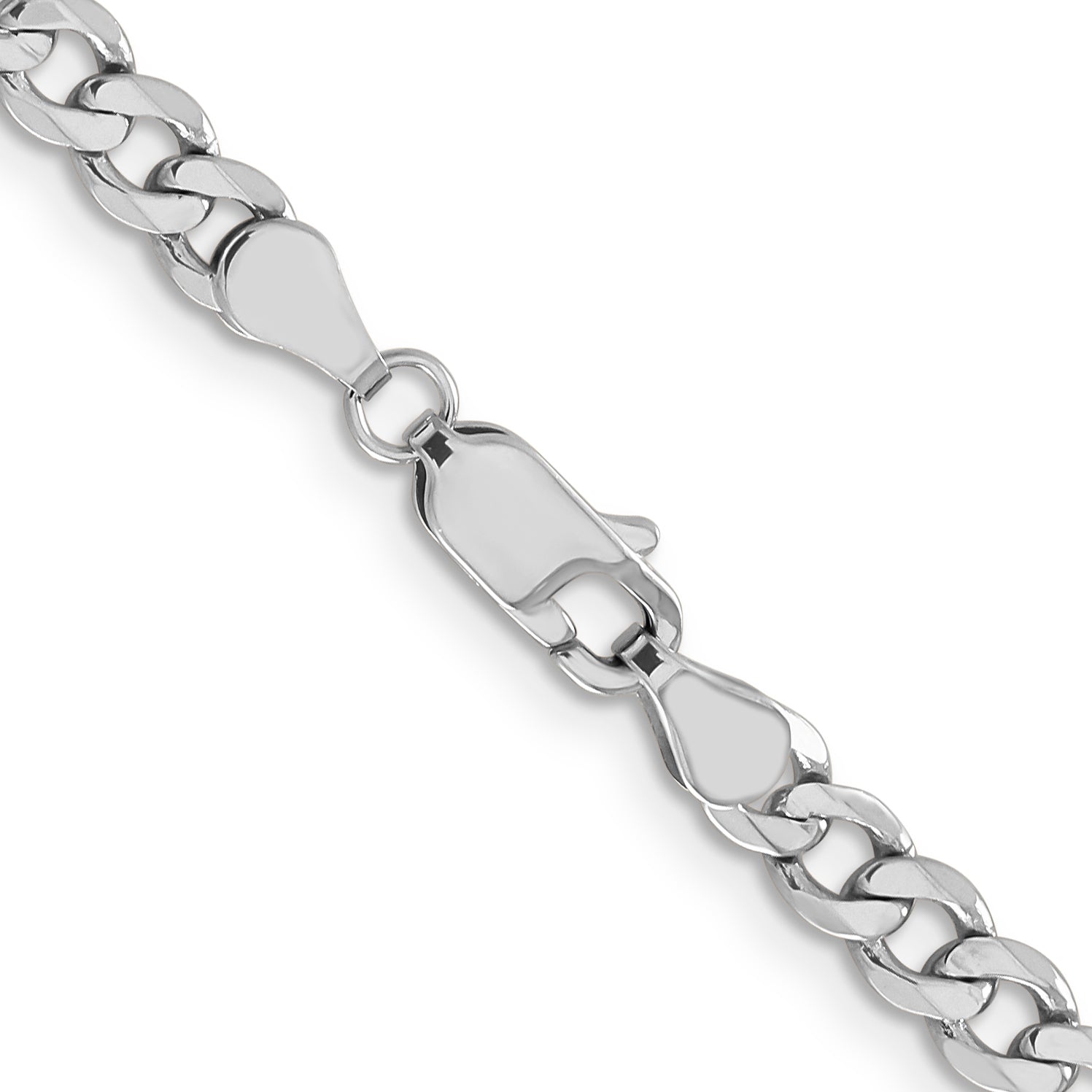24 Inch 14K White Gold 5mm Flat Figaro Chain Necklace