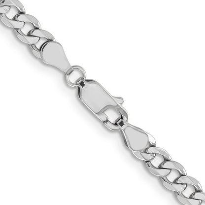 24 Inch 14K White Gold 5mm Flat Figaro Chain Necklace