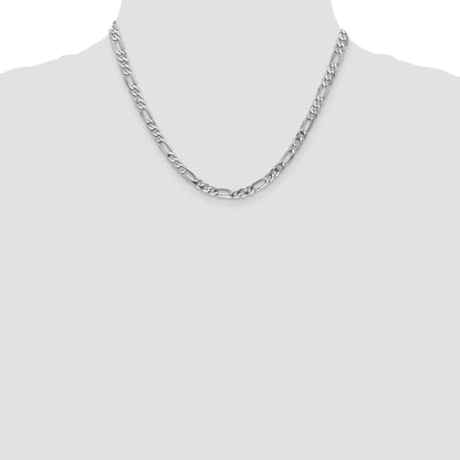 18 Inch 14K White Gold 5mm Flat Figaro Chain Necklace