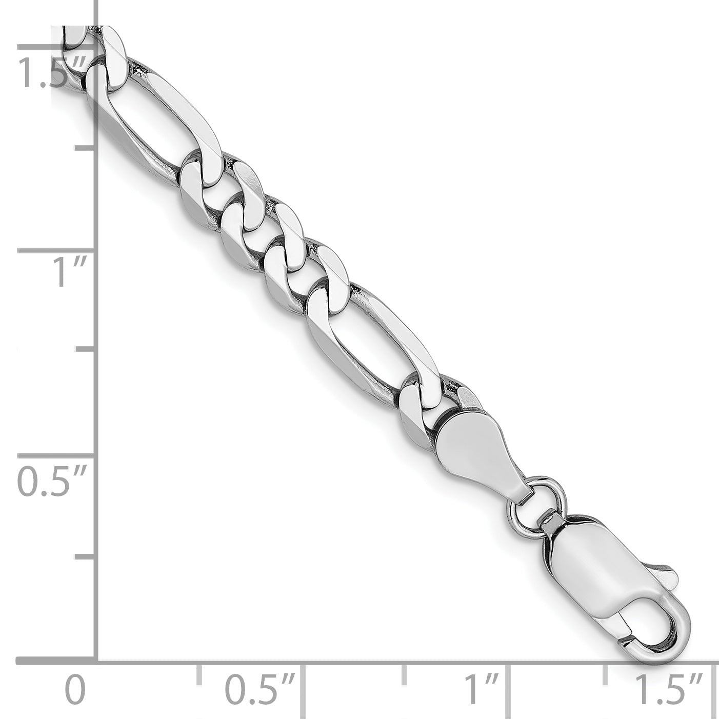 7 Inch 14K White Gold 5mm Flat Figaro Chain Bracelet