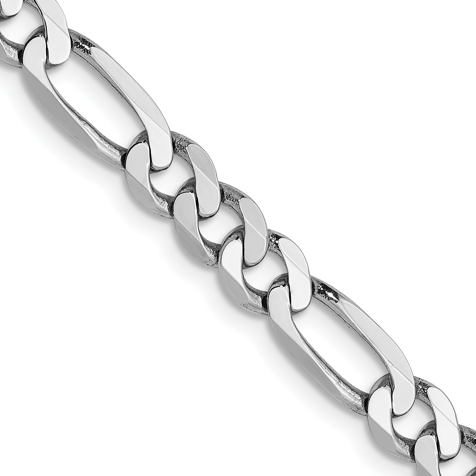 18 Inch 14K White Gold 5mm Flat Figaro Chain Necklace