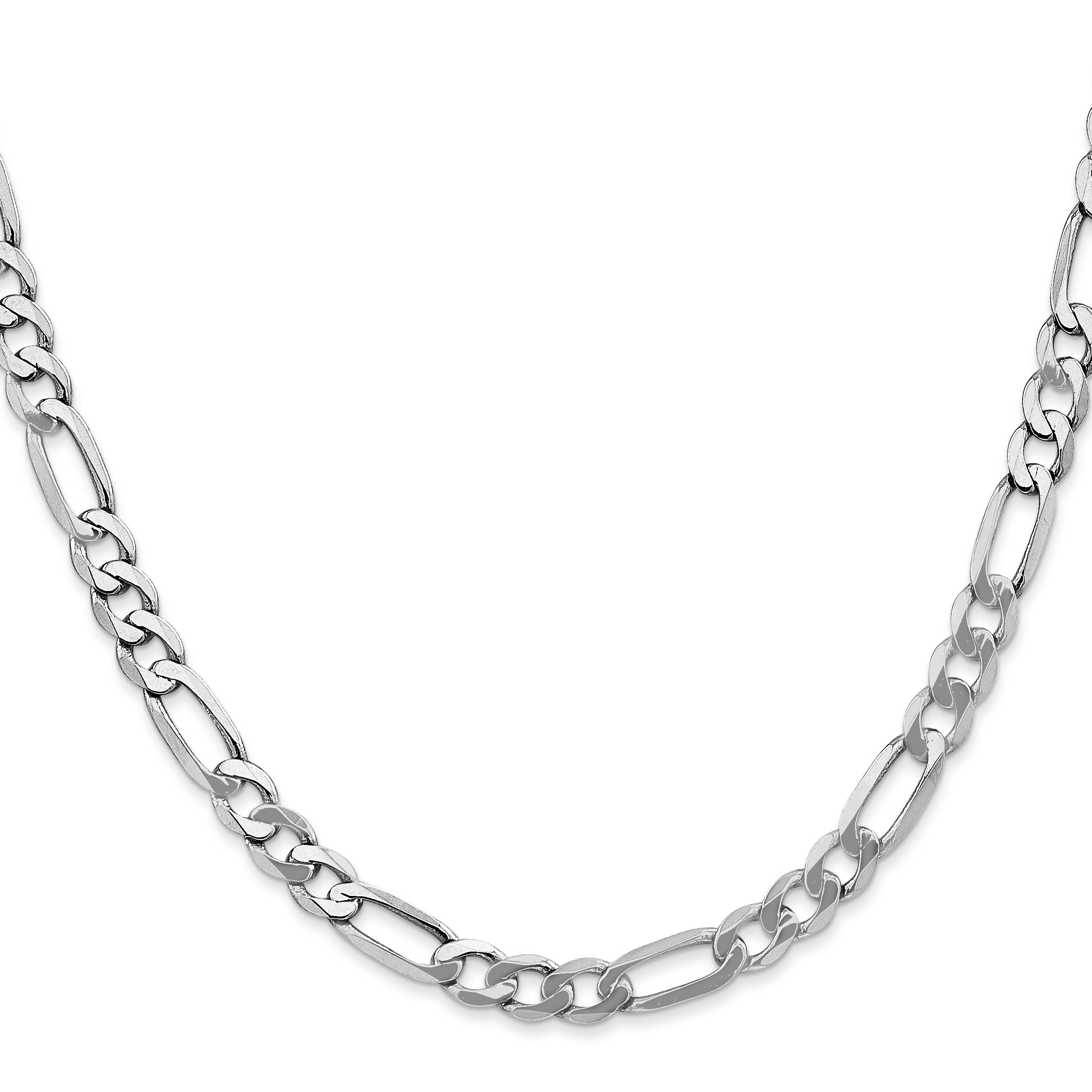 18 Inch 14K White Gold 5.5mm Flat Figaro Chain Necklace