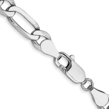 20 Inch 14K White Gold 5.5mm Flat Figaro Chain Necklace