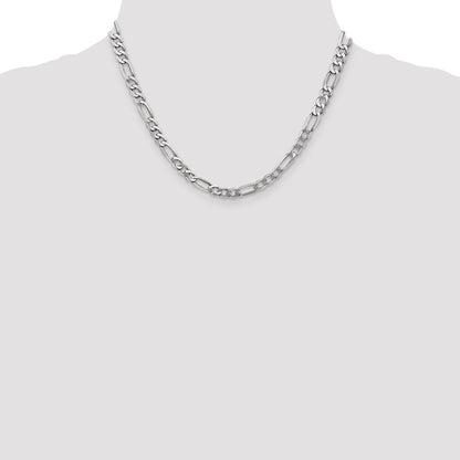 18 Inch 14K White Gold 5.5mm Flat Figaro Chain Necklace