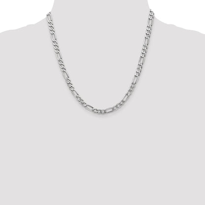 20 Inch 14K White Gold 5.5mm Flat Figaro Chain Necklace