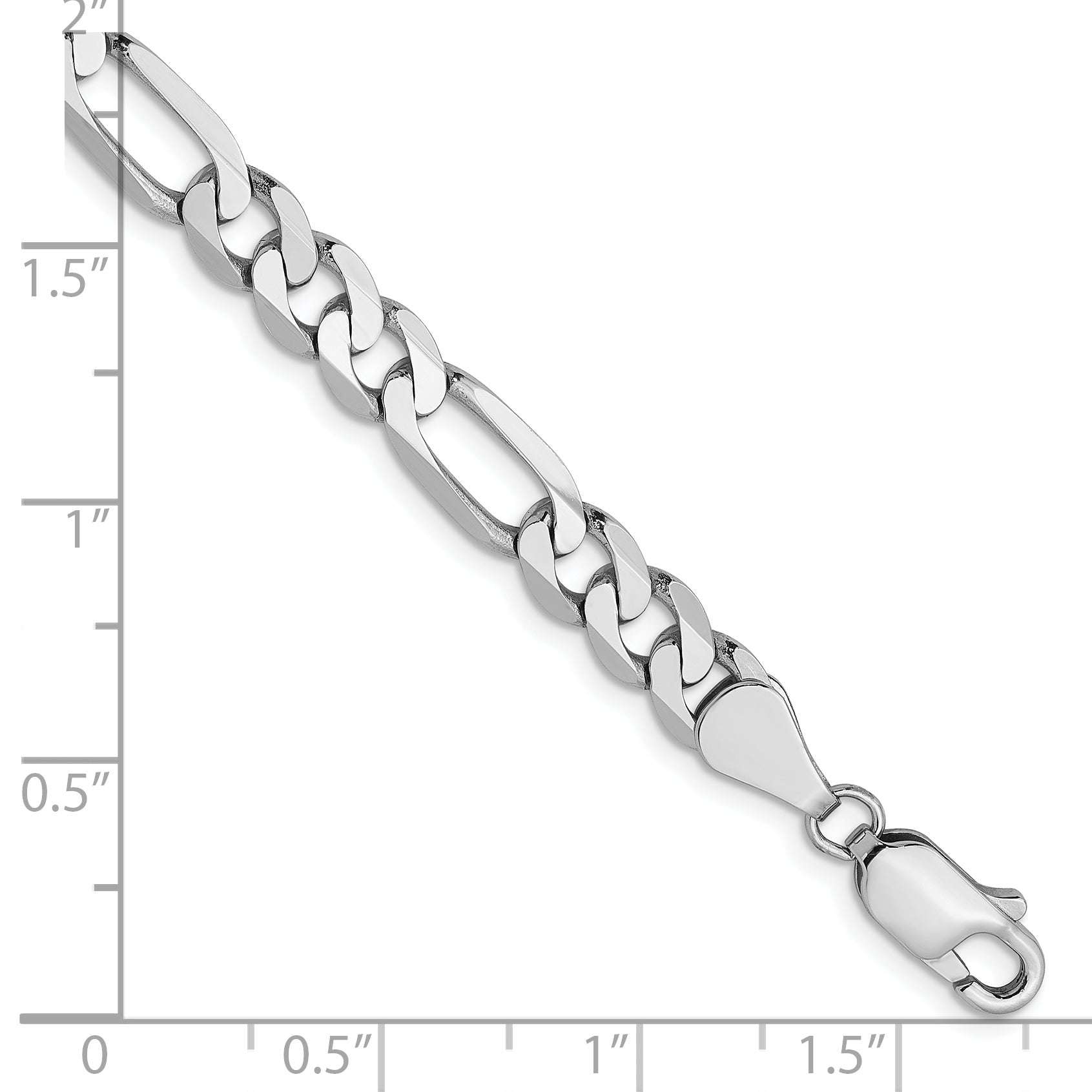 7 Inch 14K White Gold 5.5mm Flat Figaro Chain Bracelet