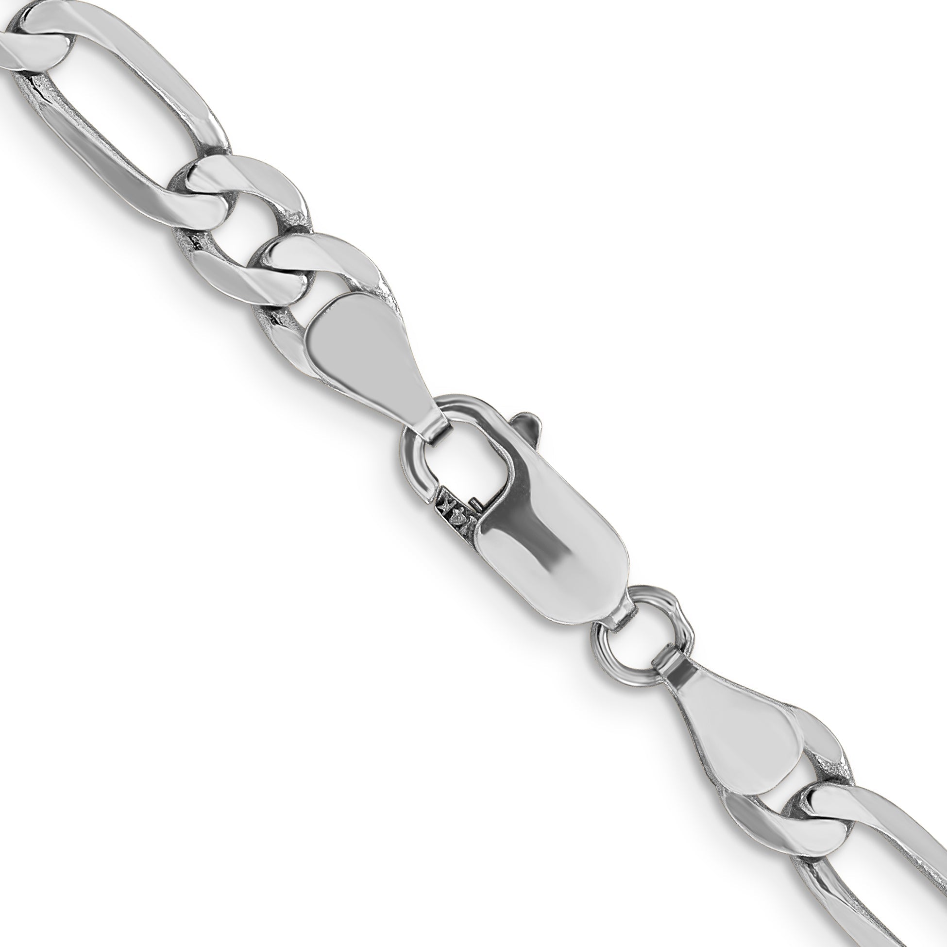 18 Inch 14K White Gold 6mm Flat Figaro Chain Necklace