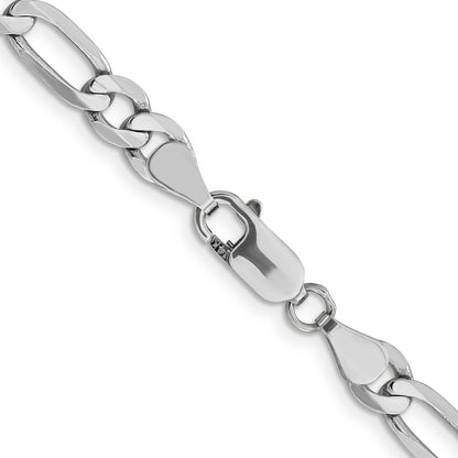 20 Inch 14K White Gold 6mm Flat Figaro Chain Necklace