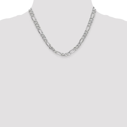 18 Inch 14K White Gold 6mm Flat Figaro Chain Necklace